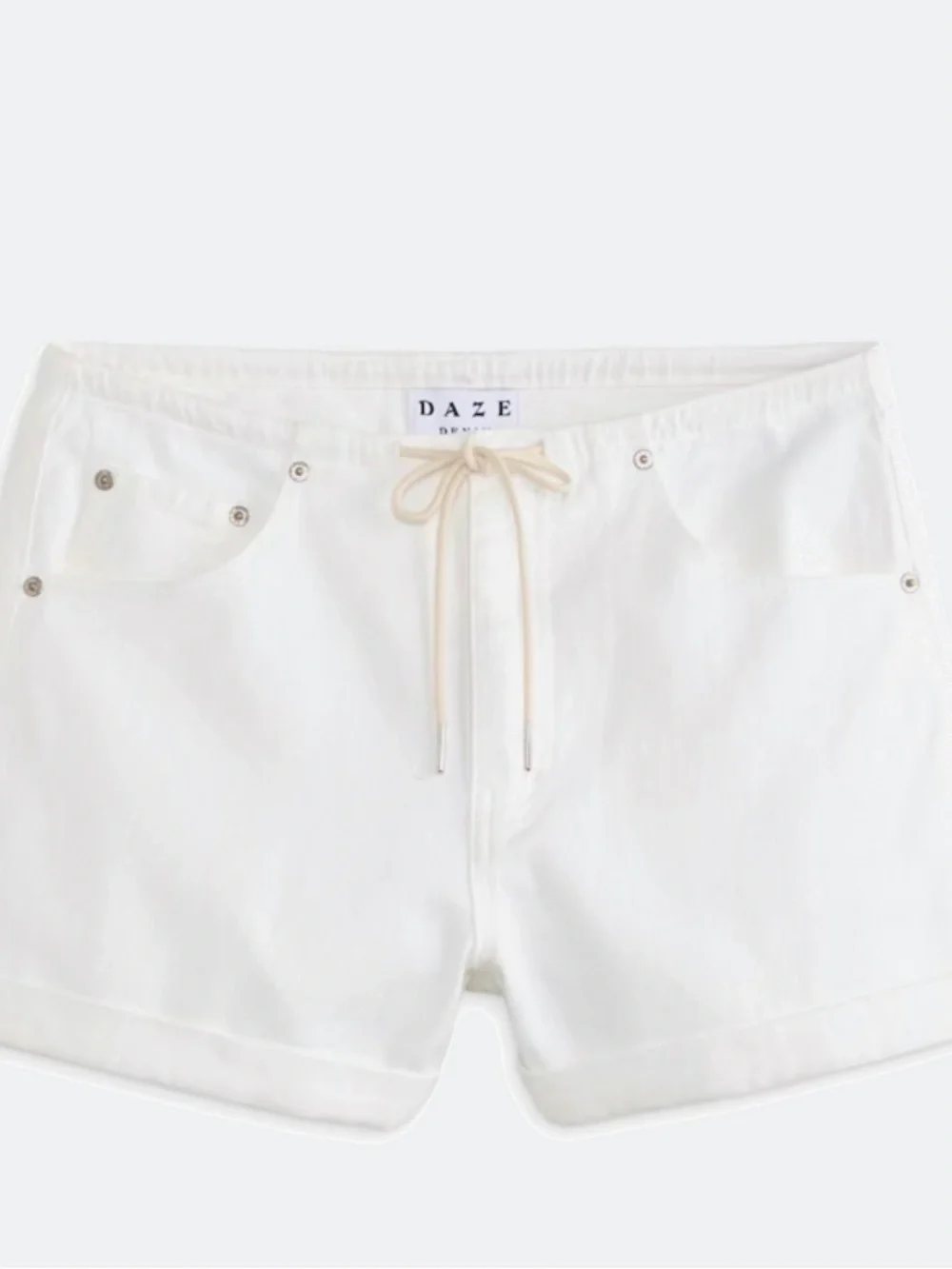 DAZE White Drawstring Denim Athletic Shorts